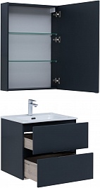 Aquanet Мебель для ванной Алвита New 60 2 ящика подвесная антрацит матовая – фотография-4